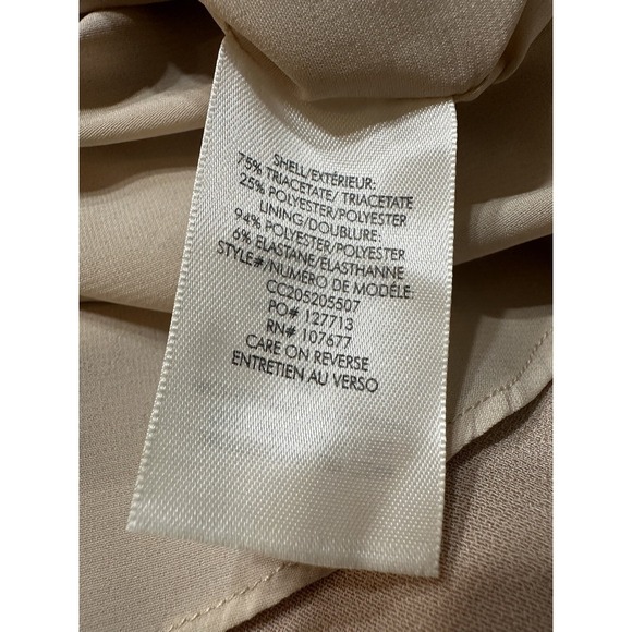 Alice + Olivia Satin Champagne Midi Slip Dress Sz 6 Asymmetric Handkerchief Hem - Picture 10 of 16